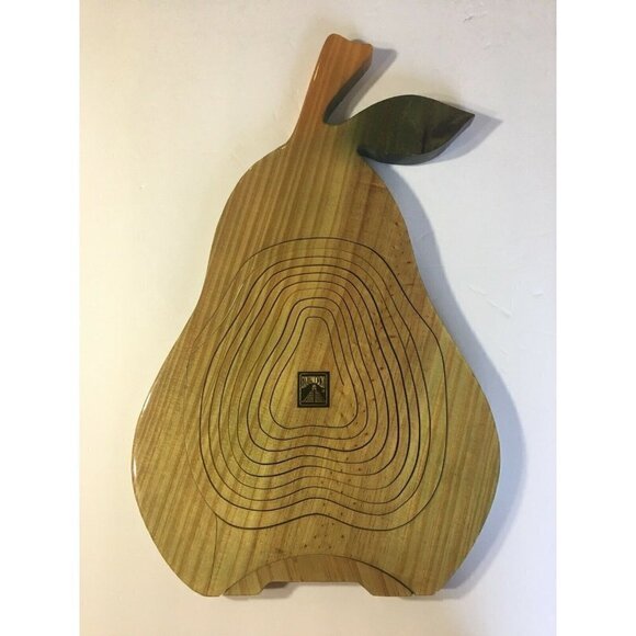 EQUINOCCIO Pear Collapsible Wood Spiral Cut Basket Fruit Bowl / Trivet - Picture 2 of 5